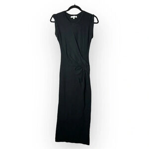 IRO Cotton Sleeveless Ruched Maxi Dress in Black